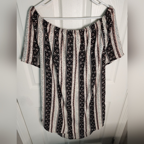 Hint of Blush Womens Tunic Floral Striped Top - Picture 1 of 7
